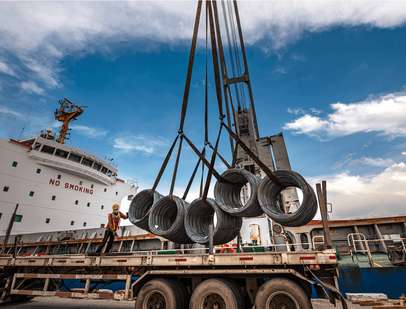 Coils being loaded onto a ship